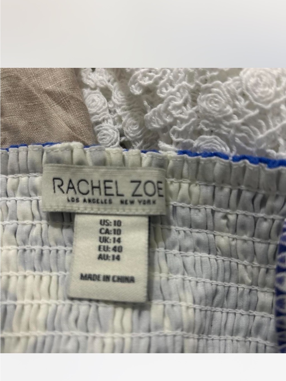 Rachel Zoe White Dress with Blue Trim